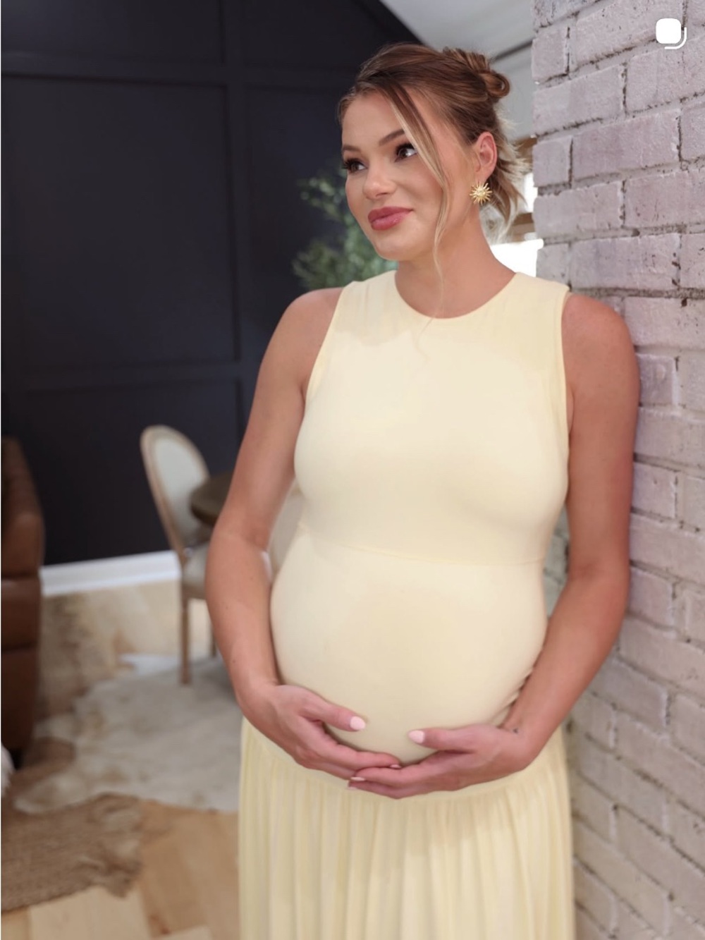 Club London Yellow Maternity Floor-Length Dress